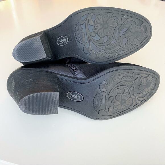 Sofft Tilton Women's Black Oiled Suede & Leather Mixed Media Ankle Boot 8.5M - Picture 8 of 10